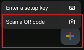 The Google Authenticator scan a QR code option